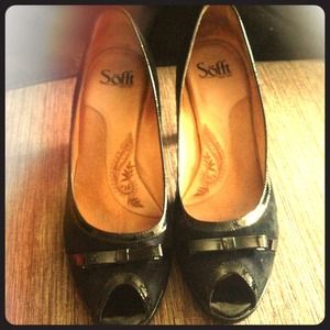 Black suede with black trims. Comfortable