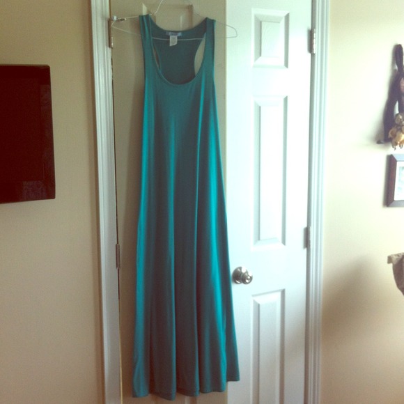 Small turquoise long dress maxi racerback
