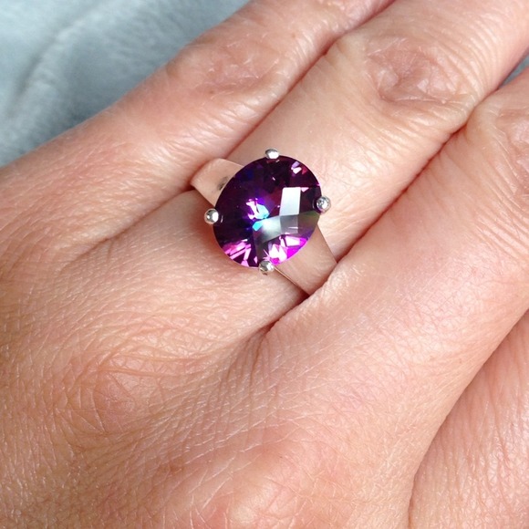 Custom order - Oval Pink Mystic Topaz Silver Ring - Picture 4 of 4
