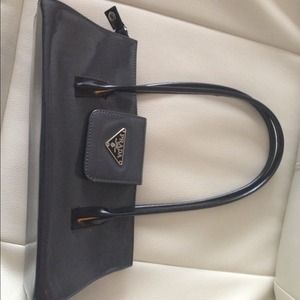 Prada inspired gray patent purse