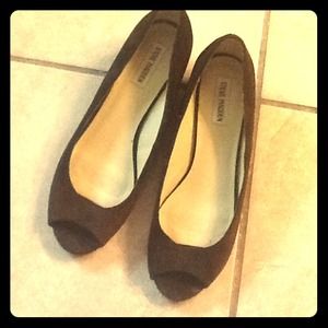 Steve Madden Peep Toe Suede Brown Loafers