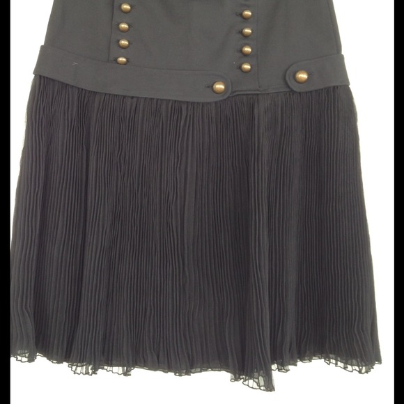 Military style black shiffon skirt
