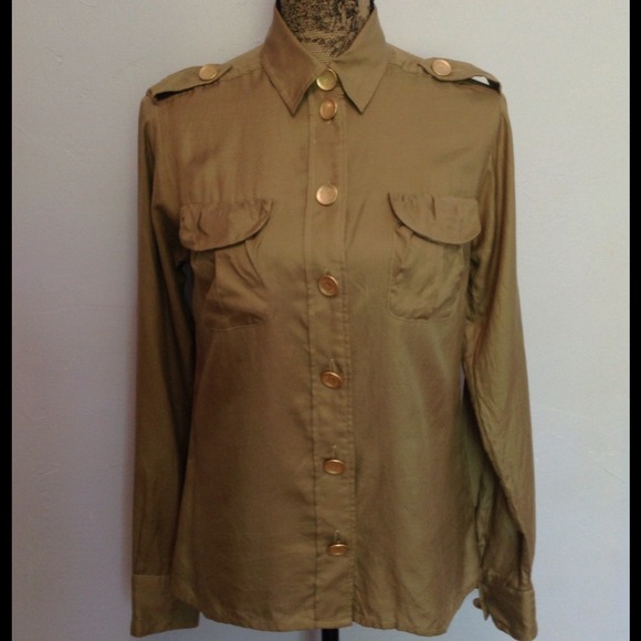 ✖SOLD✖ SEE BY CHLOE TAN SILK BLOUSE - Picture 1 of 4
