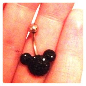 Sparkley black Mickey Mouse belly ring.