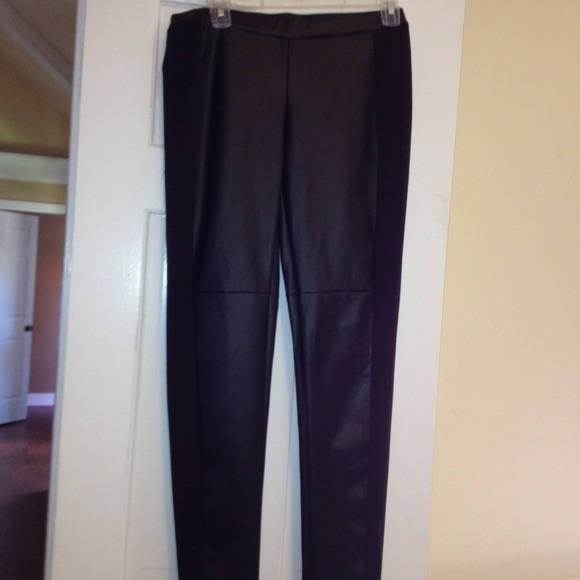 Black faux leather leggings