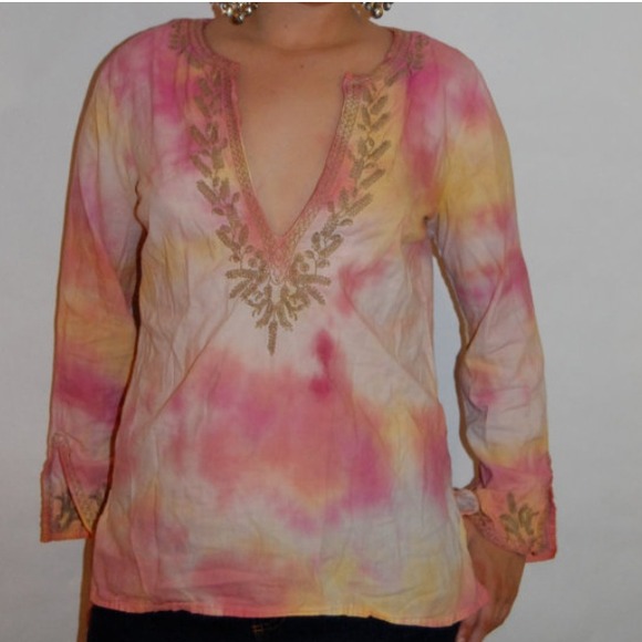 Custom Tie Dyed Embroidered Long Sleeve Shirt