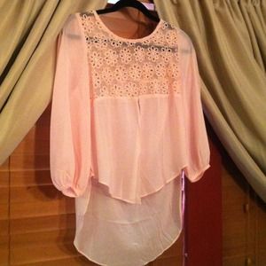 Light pink high/low chiffon shirt