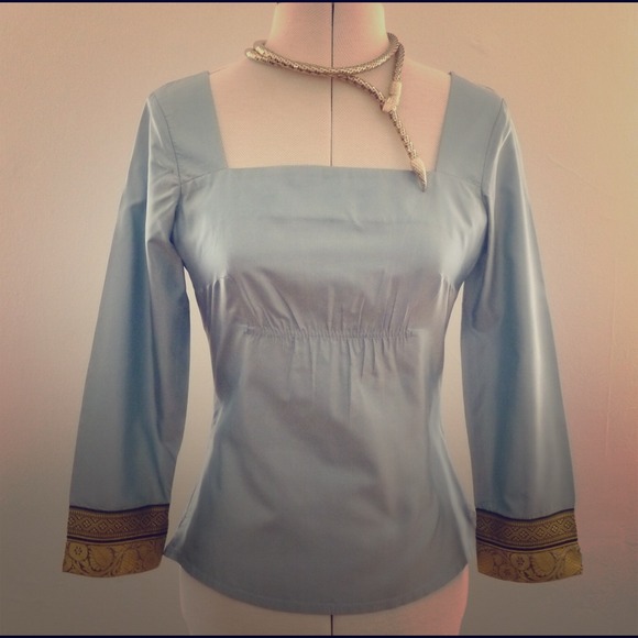 Plenty Blouse With Brocade Trim at Sleeves