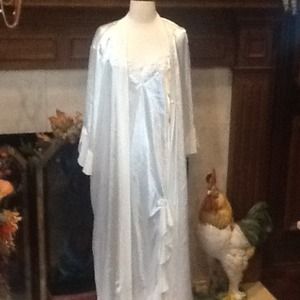 Beautiful white gown and robe with small pearls