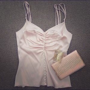 Glamorous Pale Pink Cami with Rhinestone Buttons