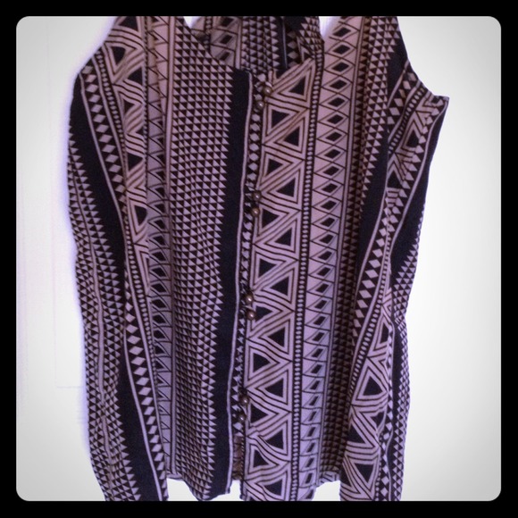 Brown and black print top