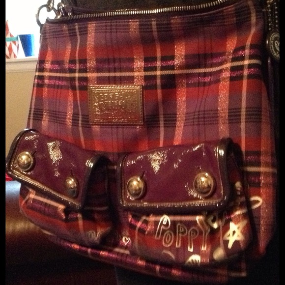 purple plaid coach purse