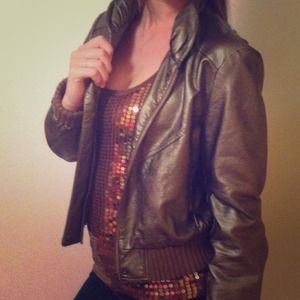 SEXY GOLD METALLIC LEATHER JACKET
