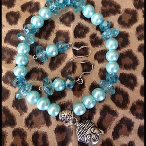 Cristal with pearl bracelet and earrings