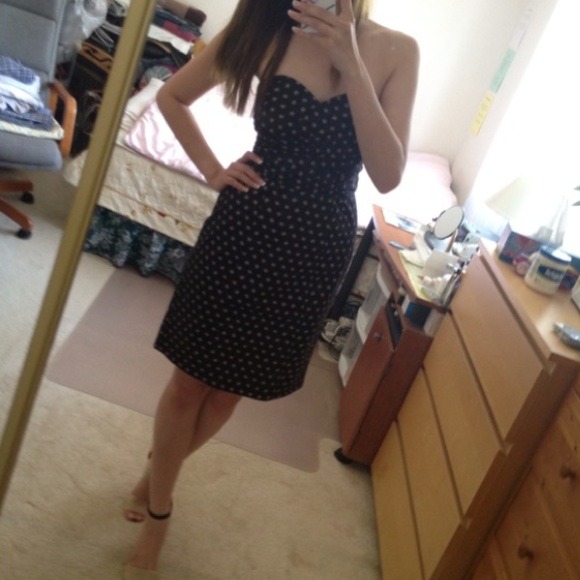 Blue strapless polkadot dress - Picture 1 of 3
