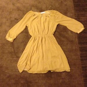 Mustard half sleep chiffon dress