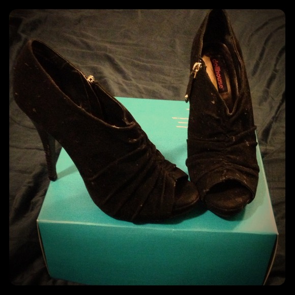 Suede Peep Toe Heels