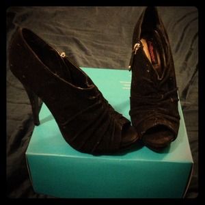 Suede Peep Toe Heels