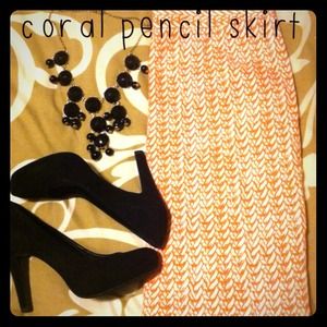 ***SOLD*** Beautiful coral patterned pencil skirt