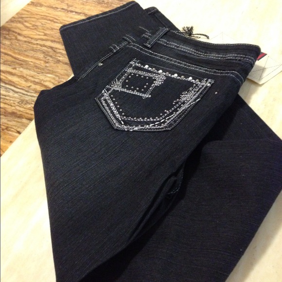 Dark denim jeans with rhinestones!