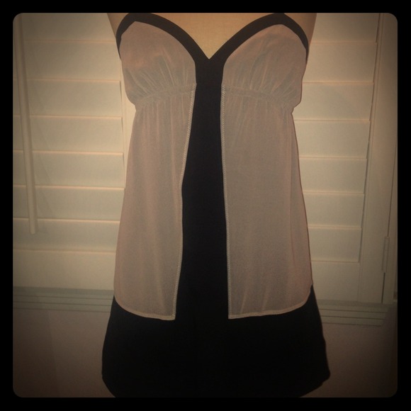 High Waisted Black and Taupe Dress