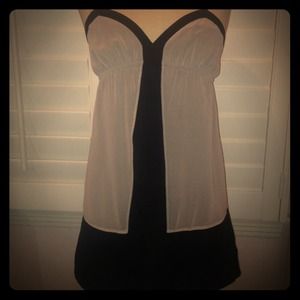 High Waisted Black and Taupe Dress