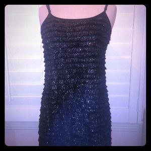 Black Sparkle Ruffle Dress