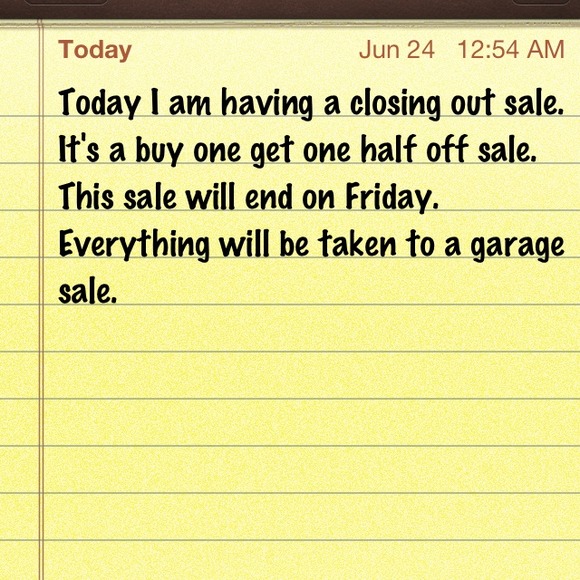 I am having a close out sale