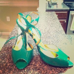 Green bebe sling backs very pair of heels