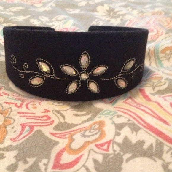 Black fabric studded headband