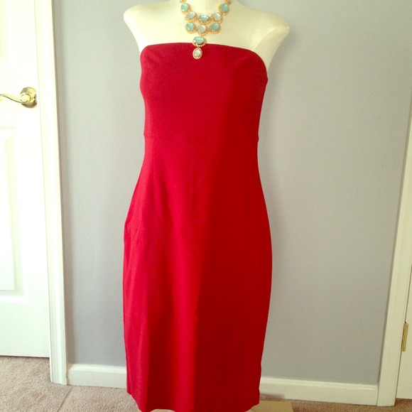 Large/XL Strapless Stretch Pencil Dress - Red