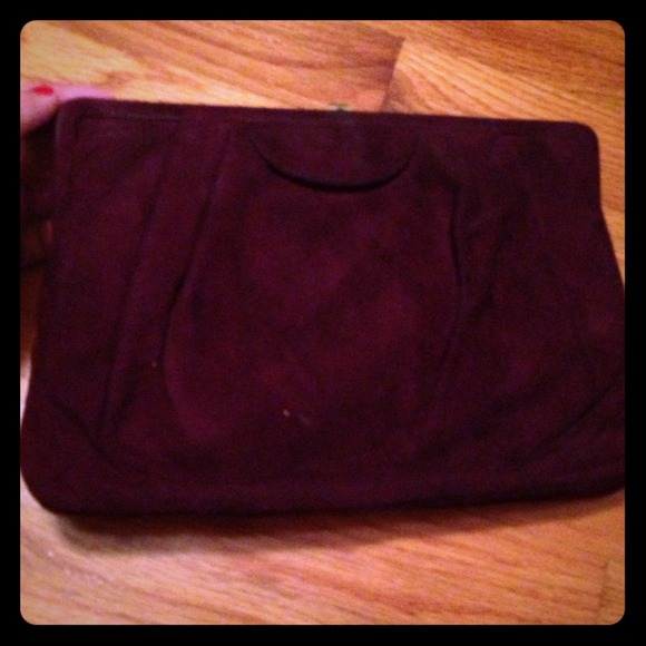 Vintage suede, burgundy clutch
