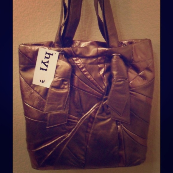 Hype Kaylene Gold Knotted Leather Tote MSRP $350