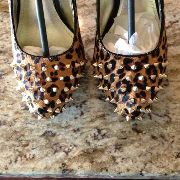 Express Calf Hair Studded Spike Heels - Picture 2 of 2