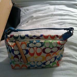 Authentic multi-colored scribble C coach bag