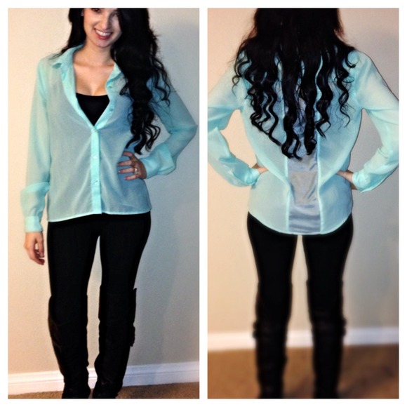Charlotte Russe Tops - ▪️SOLD IN BUNDLE▪️Sheer Turquoise Top