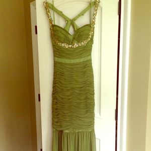 RESERVED Faviana Mermaid Gown, Olive Green