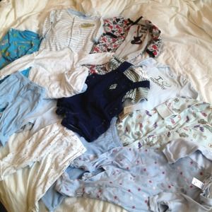 Large Baby Boy clothes bundle, bibs, bottles
