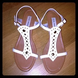 Steve Madden white with gold studded sandals