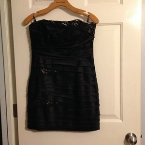 Bebe black and lace strapless dress