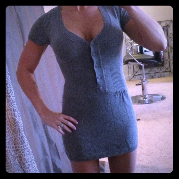 Last chance 😊Gray angora sweater dress.