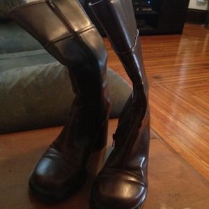 Dark Brown Chunky Heel Boots