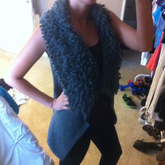 Grey sweater shawl