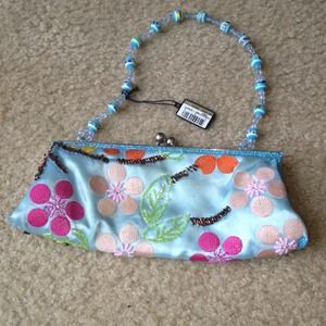 Beaded sky blue clutch