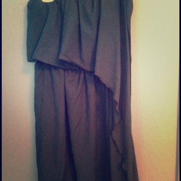 Dark teal cocktail dress.
