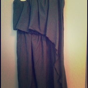 Dark teal cocktail dress.