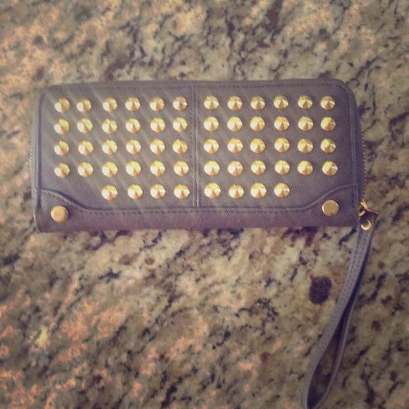 Grey studded wallet/wristlet