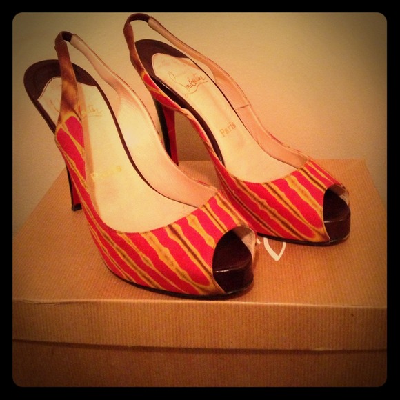 Christian louboutin sling back peep tie pumps 37.5