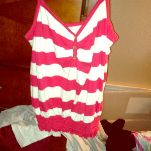 White and pink striped tank
