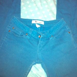 Teal skinny jeans